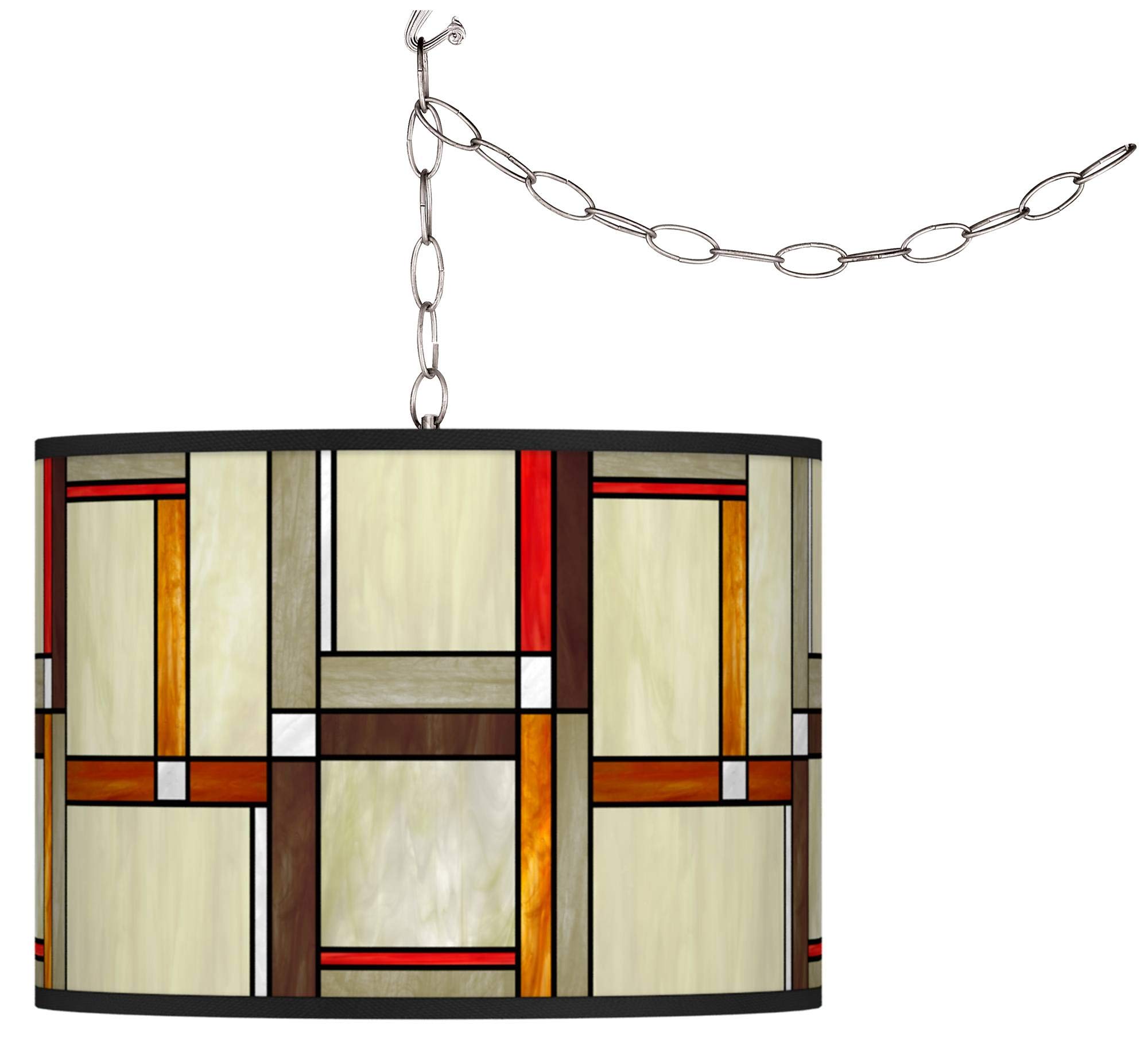 Giclee GlowModern Squares 13 1/2" Wide Plug-in Swag Chandelier with Print Shade