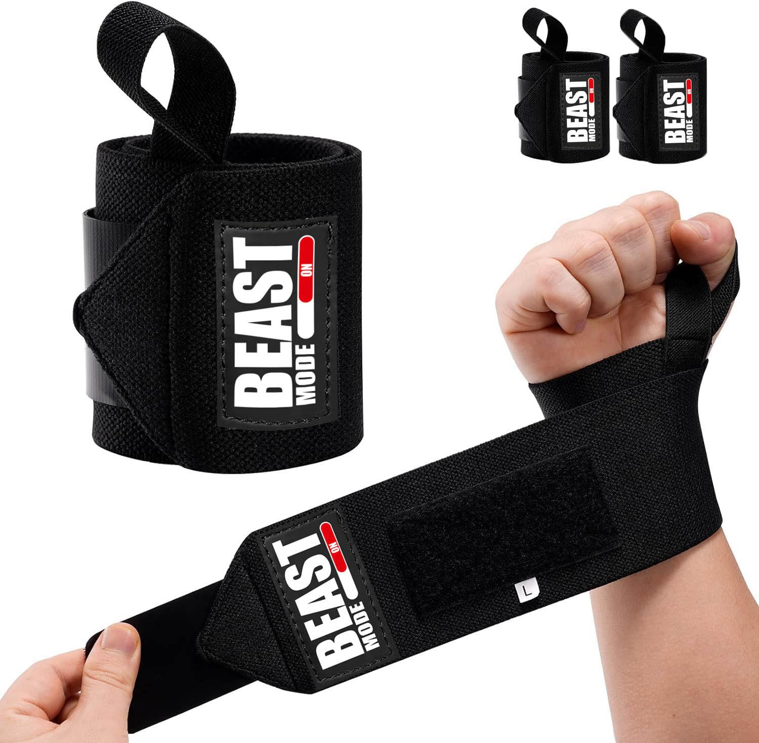 STEIGEN FITNESS Wrist Wrap, Wrist Band For Men, Hand Band, Wrist Support band strap For Men, Wrist Supporter, Wrist Band, Weightlifting Wraps (BLACK- BEAST MODE ON)-picture-34