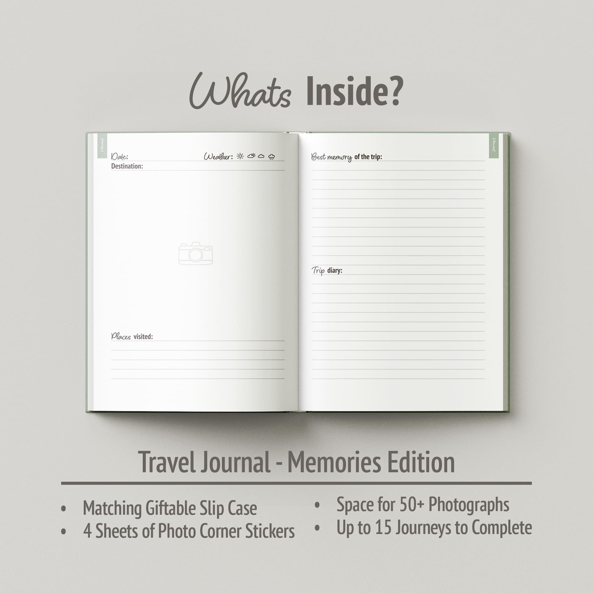 gateway22 Travel Journal Couples Edition, Travel Memory Book, Trip Diary, Photo Album, 136pgs - Image 2