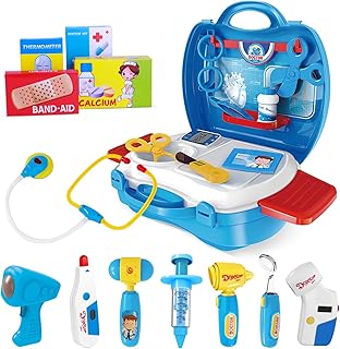 Toy Doctor Kit for Kids: 27Pcs Pretend Play Medical Doctor Playset with Carrying Case Electronic Stethoscope - Role Play Educational Doctor Play Set for Toddler Boys Girls Ages 3 4 5 6