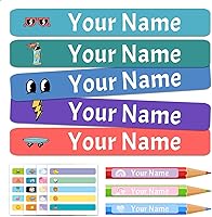 Vista 15 de Calcomanías de nombre para niños, 100 unidades, etiquetas personalizadas, impermeables, suministros escolares, etiquetas con nombre para botellas