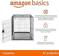 Vista 2 de Yaxa Basics - Jaula para perros duradera y plegable de alambre metálico con bandeja, puerta individual, 42 x 28 x 30 pulgadas, negro