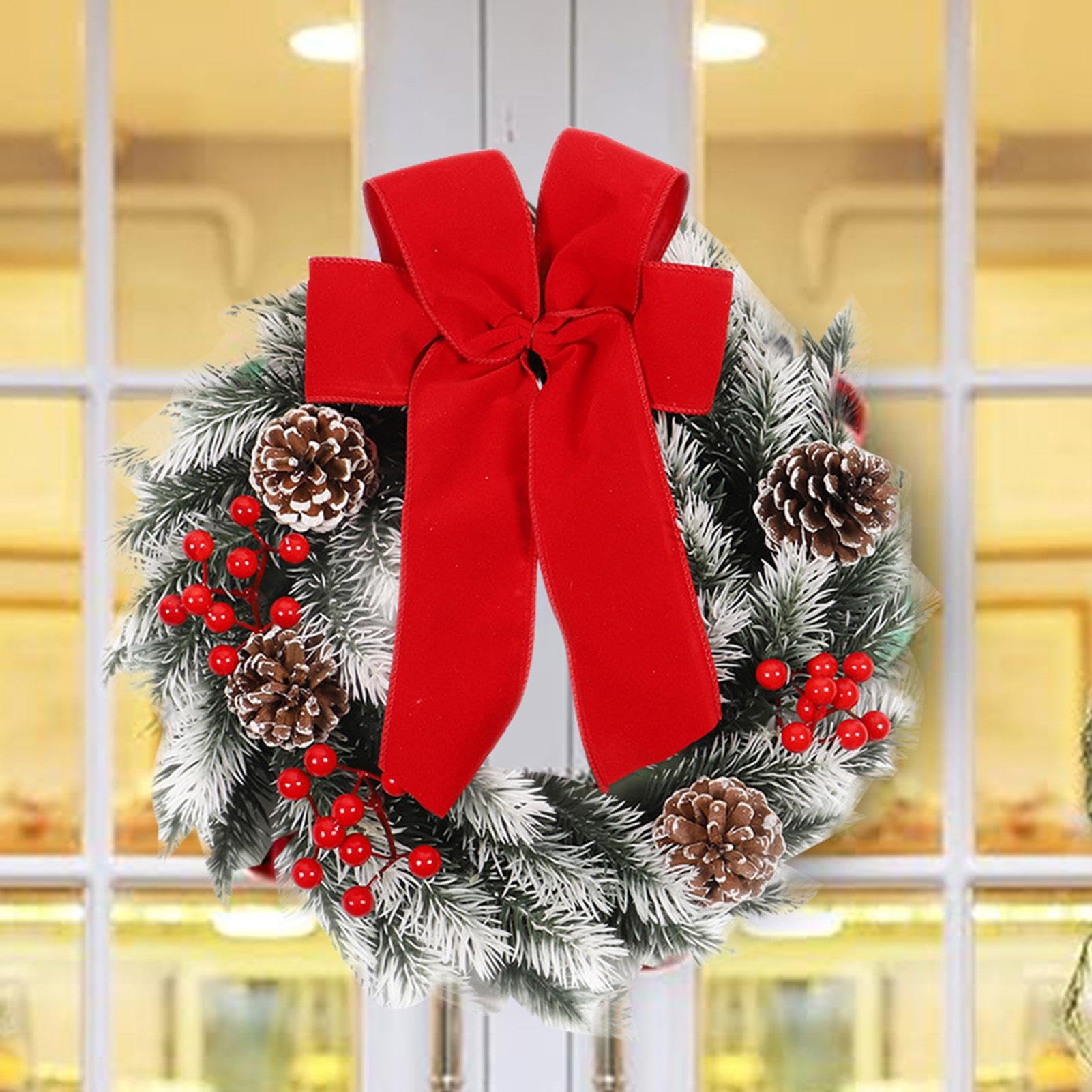 Ghirlanda Natalizia 40cm Con Bacche E Pigne | Decorazione Porta O Camino Natale - Foto 7