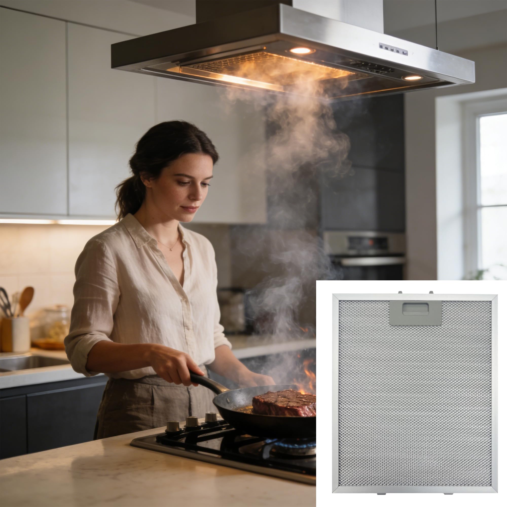 3PCS Filtro De Campana Extractora , Accesorio De Filtro, Filtro De Cocina De Aluminio, Accesorio De Campana Extractora, Cubierta De Filtro De Campana Extractora De Cocina, 32 * 26cm