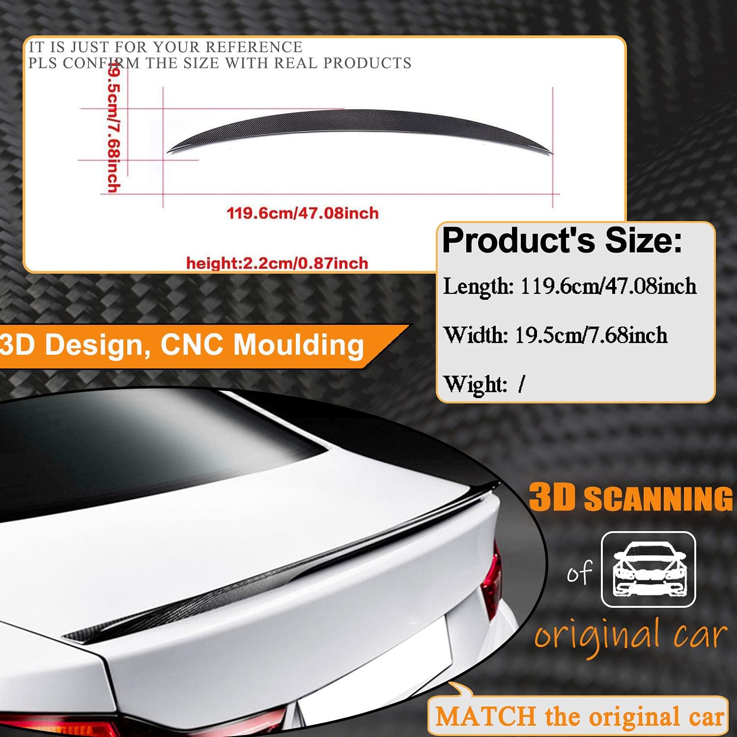 MCARCAR KIT Carbon Fiber Trunk Spoiler for BMW 4 Series F32 Coupe 2Door 2014-2020 420i 428i 430i 435i 440i Rear Boot Lid Highkick Wing Lip Factory Outlet (Carbon Fiber)