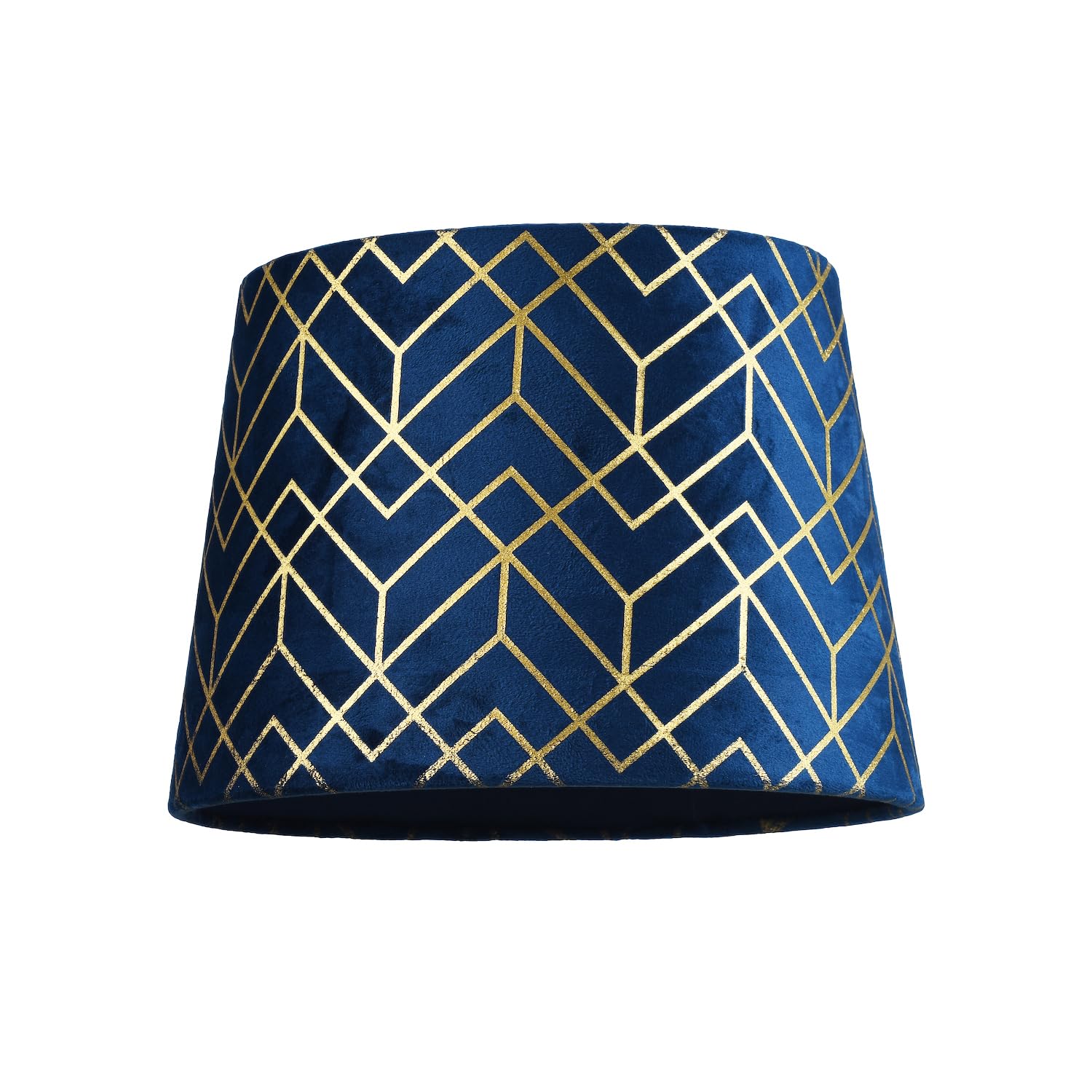 Navy Blue Cotton 12" Geometric Shade With Brushed Copper Metal Effect Lining - View #9