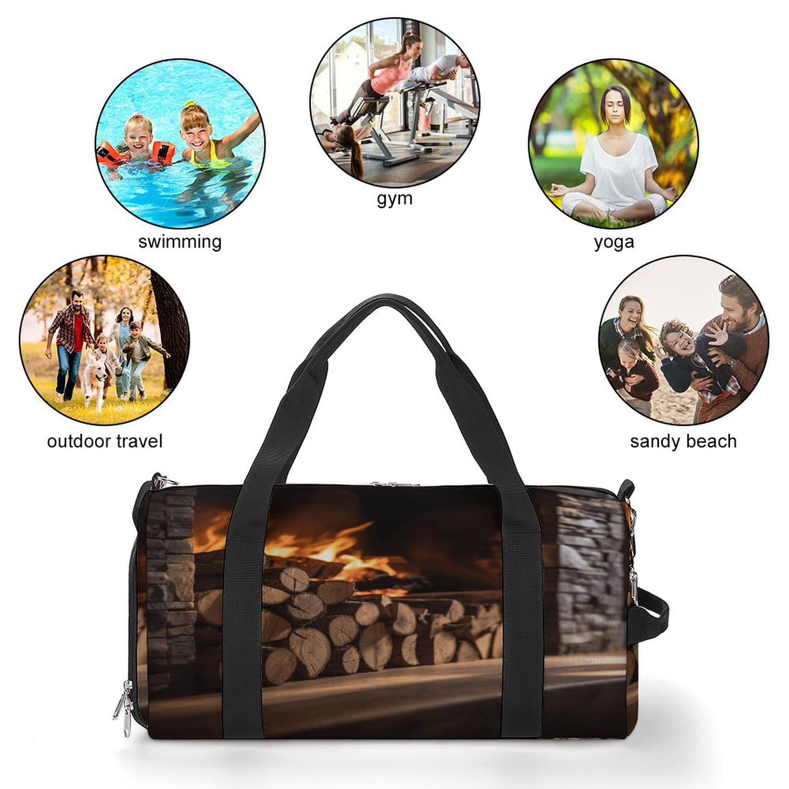 Turnbeutel für Damen und Herren, Holz auf Kamin, wiederverwendbar, Turnbeutel mit Schuhfach, Stil, Einheitsgröße, modern, Stil:, Einheitsgröße, Modern