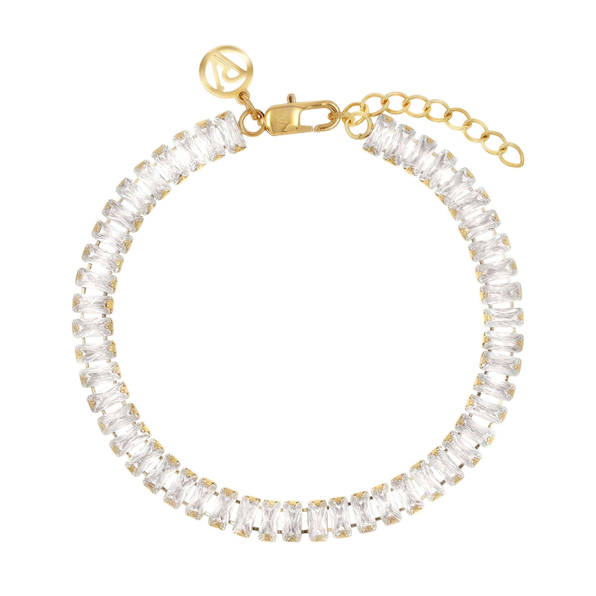 PAUL VALENTINE - Bracciale da Donna in Acciaio inox - Placcato Oro/Dorato - con Zircone - PV-B0032
