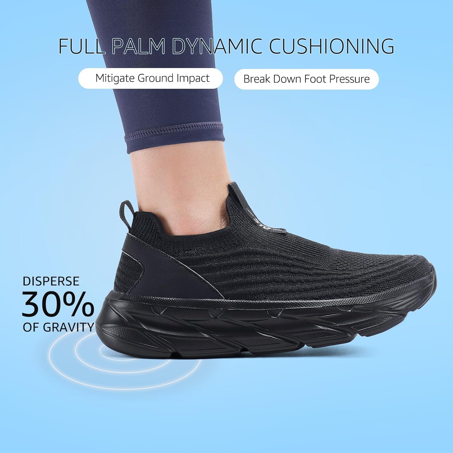 STQ Women's Slip on Sneakers Wide Toe Box Walking Tennis Shoes Cushion Sole Comfortable Orthopedic Arch Support Breathable Plantar Fasciitis Non-Slip Athletic Gym Workout Shoe - Image 5