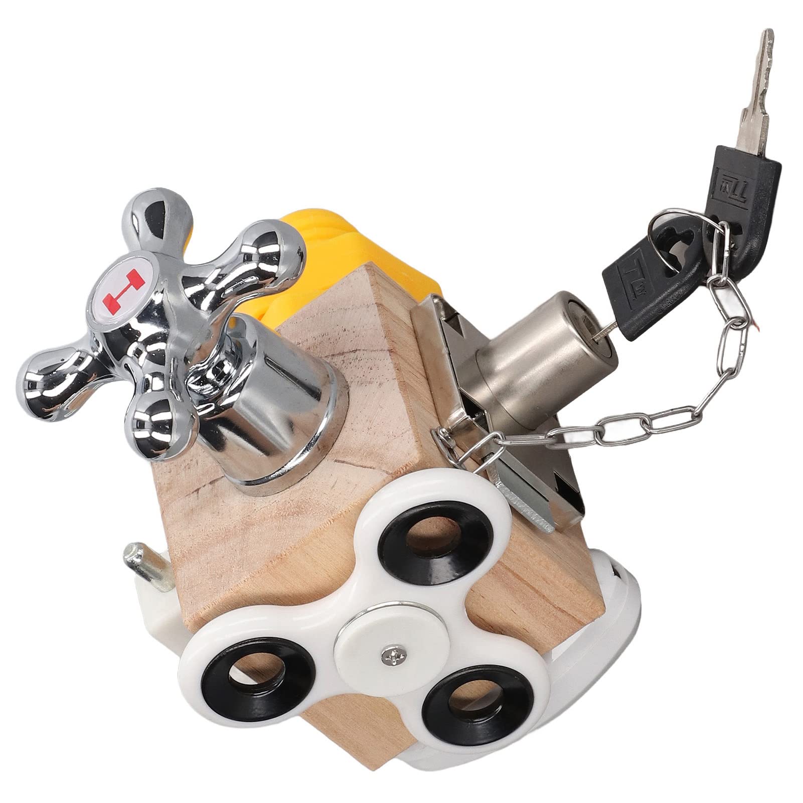Akozon Montessori Busy Cube Aktivitätswürfel aus Holz, Sensorisches Spielzeug für Kleinkinder – Pädagogisches Lockpicking Busy Board – Frühes Lernen, Entwicklungsspaß für und Mädchen
