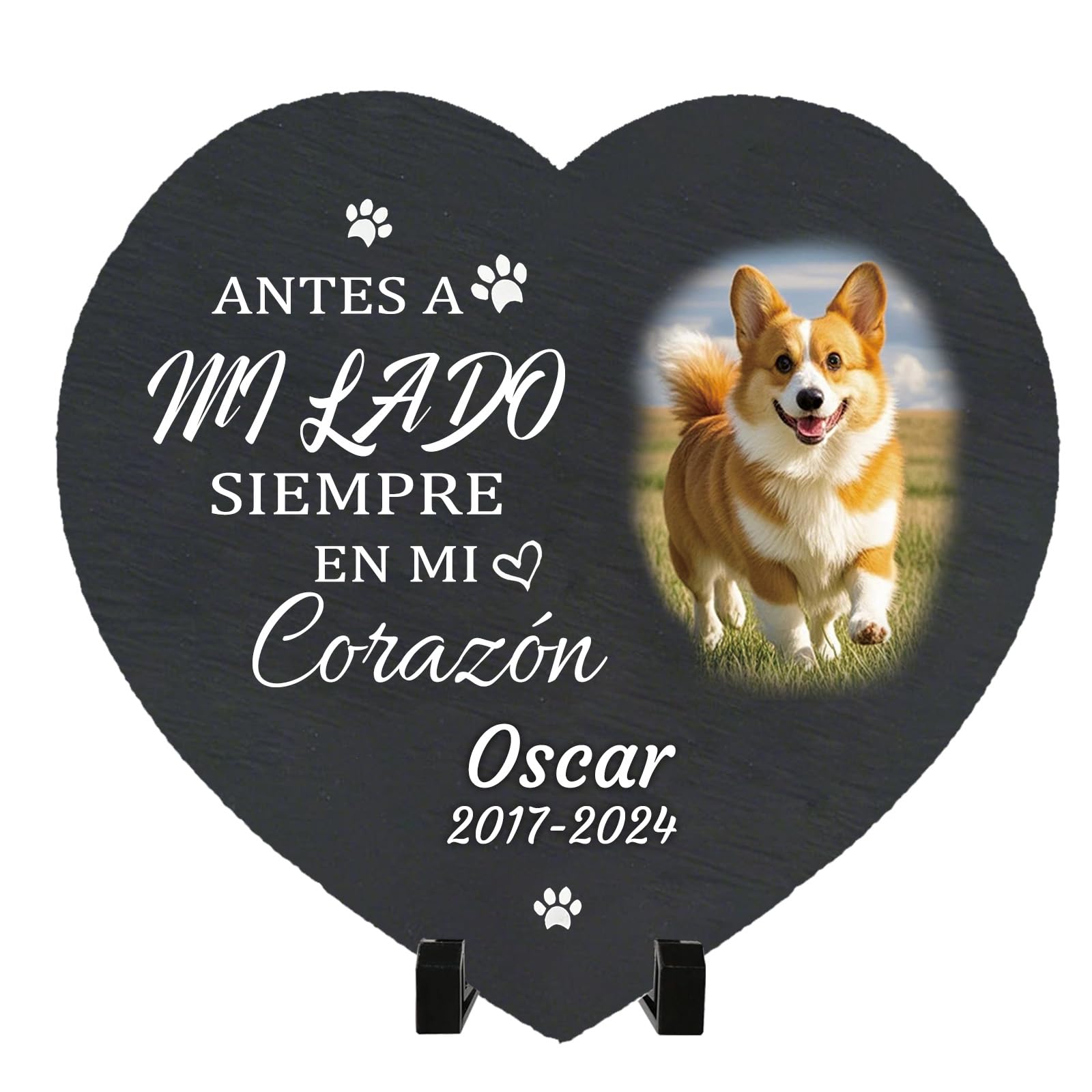 Umitive Lápida Personalizada para Mascotas - Placa Conmemorativa Cuadrada con Foto y Nombre - Regalo por la Pérdida de …