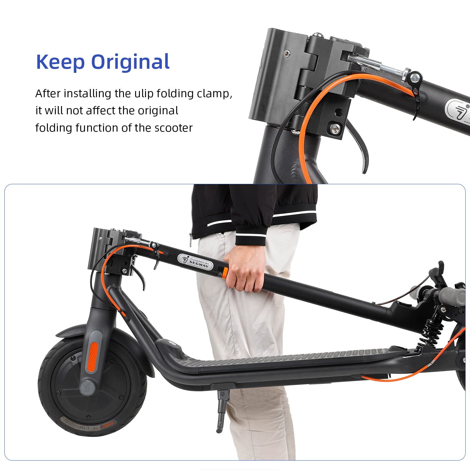 ulip Scooter électrique Base de Tige Pliante en Alliage d'aluminium Base de Tige Pièces de Rechange pour Xiaomi M365 Pro pro2 et Segway Ninebot F20 F25 F30 F40 D18E D28E Scooter électrique D38E