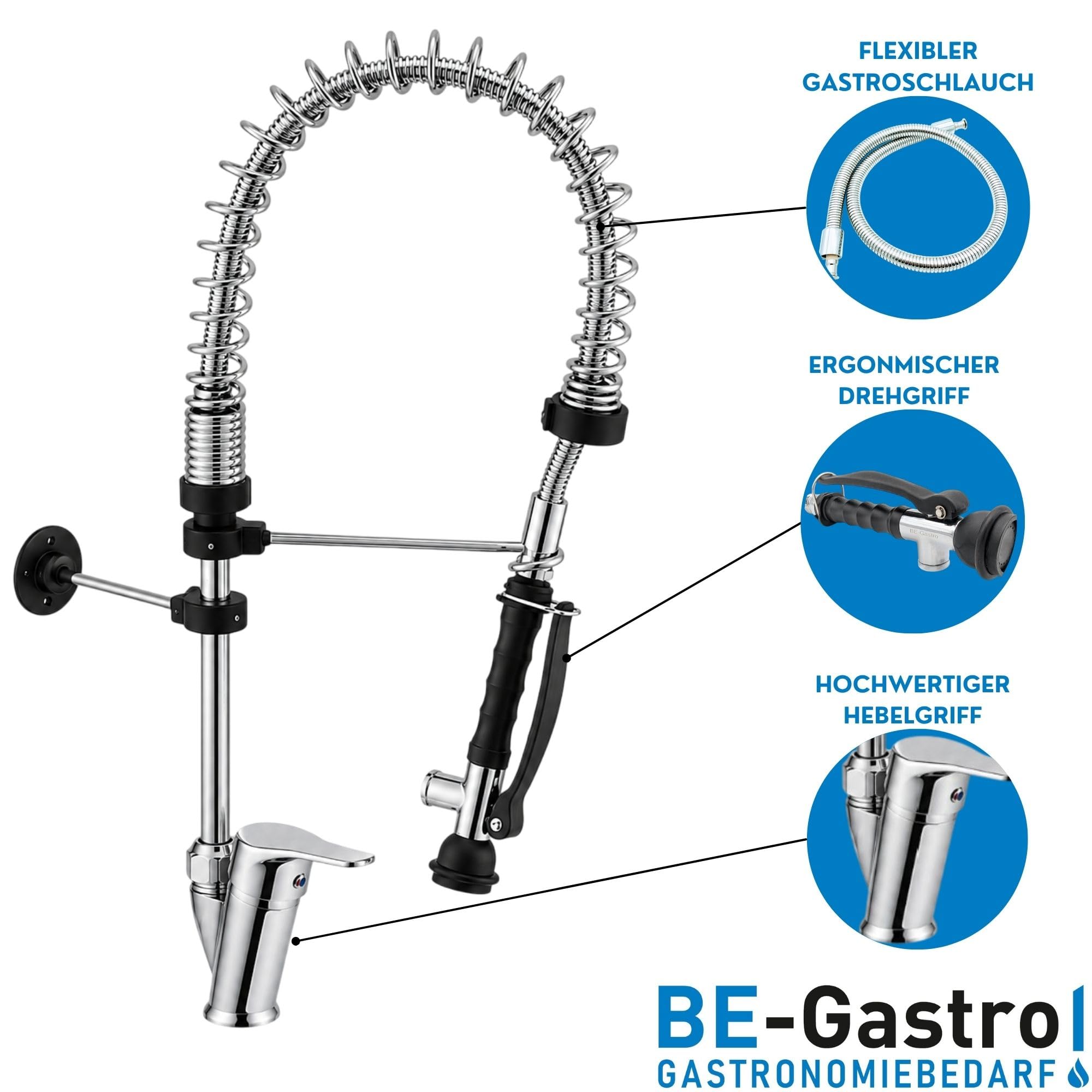 BE-GASTRO® | Alcachofa de cocina profesional, 60 cm | Grifo de gastronomía, grifo para fregadero de cocina, grifo de cocina, 1/2 pulgadas, grifo de gastronomía, grifo de ducha