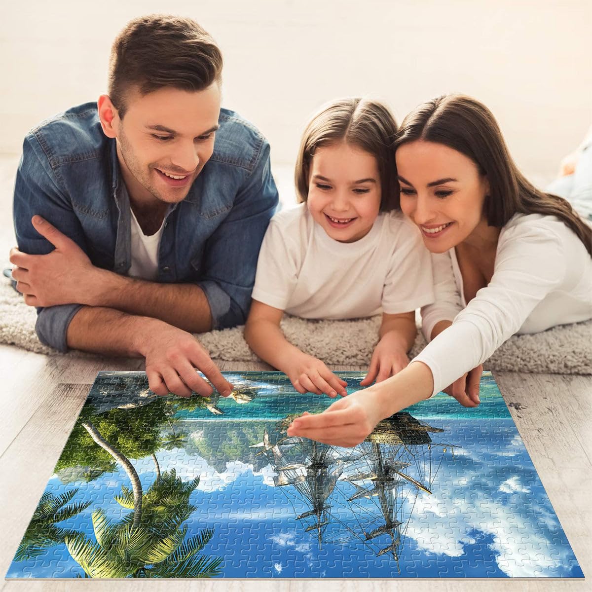 Schweres Puzzle für Erwachsene, 2000 Teile Piratenschiff in der Karibik Aus Karton ab 14 Jahren Lernspiel Verbesserung der Liebe zwischen Paaren。Größe：70x100cm/27.5x39.3Zoll
