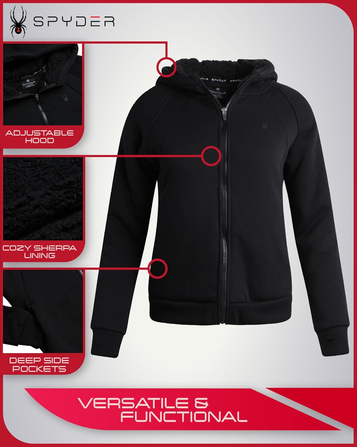 Spyder Womens Sherpa Fleece Jacket - Heavyweight Waffle Knit Hoodies for Women Warm Thermal Zip Up Womens Sweatshirt - Image 3