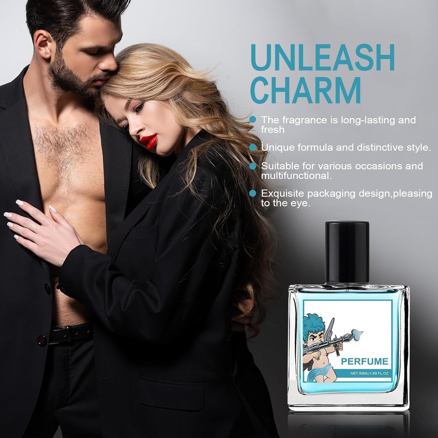 Perfume Hipnótico para Hombre Cupido 2.0, Colonia con Feromonas, fragancia duradera que realza la confianza y el encanto.