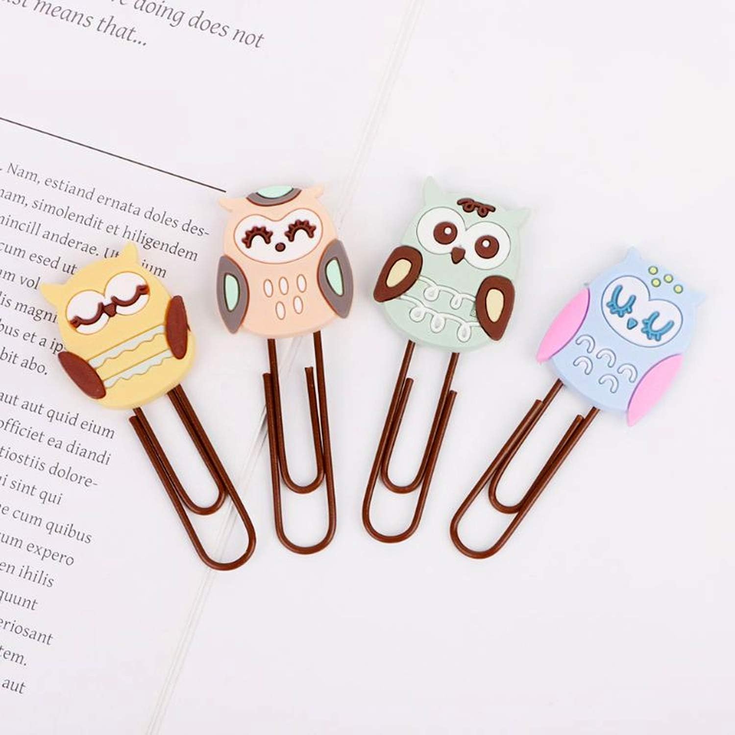 Wizme Set of 4 Cute Owl Bookmark Clips Paper Clips Book Mark Holder Combo (Multi Color) 20 Grams Pack of 1