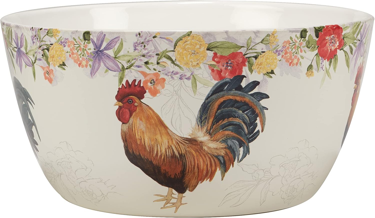 Certified International Floral Rooster Deep Serving Bowl, 11" x 5.5"; 198 oz.