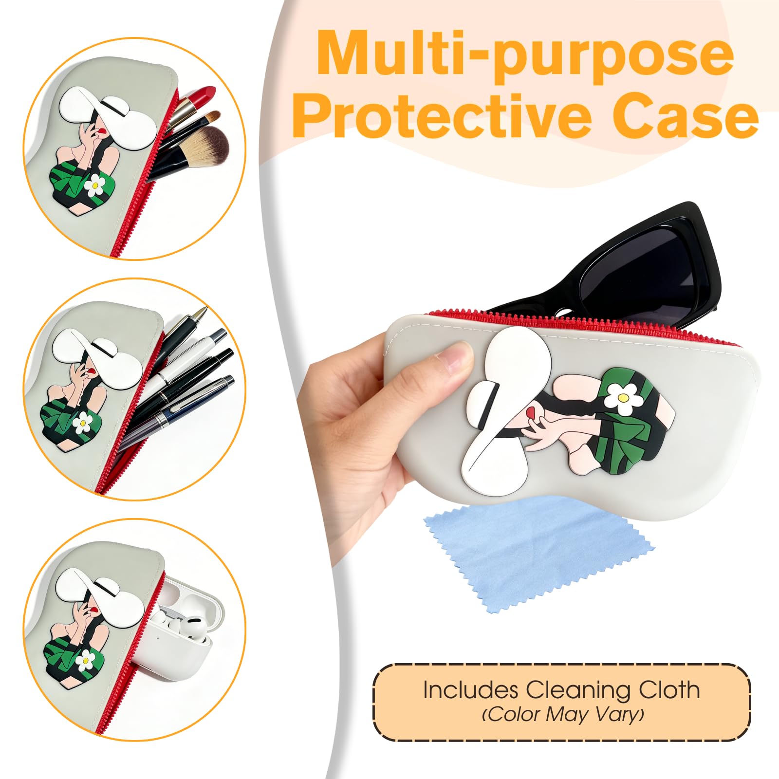 Custodia per occhiali sottile in silicone, custodia portatile morbida per occhiali da sole per donne e bambini, impermeabile e resistente ai graffi, per uso quotidiano e da viaggio