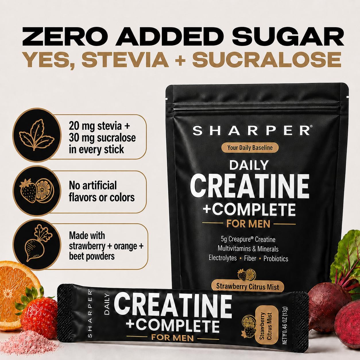 Daily Creatine for Men, 5g Creapure Monohydrate, 14 Sticks image 5