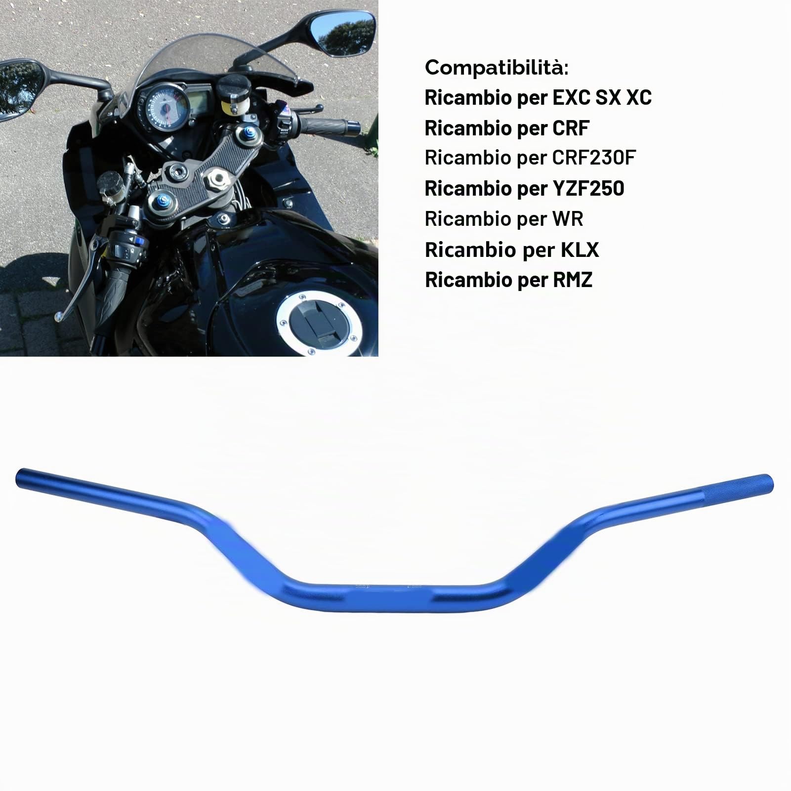 Manubrio in alluminio anodizzato universale da 28mm, adatto per CRF230F, design ergonomico, montaggio facile, resistente alle intemperie