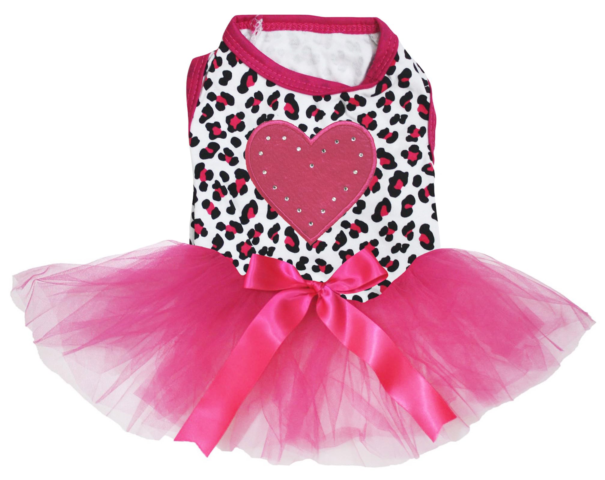 Robe pour chien rose vif avec motif cœur léopard taille M élastique et confortable