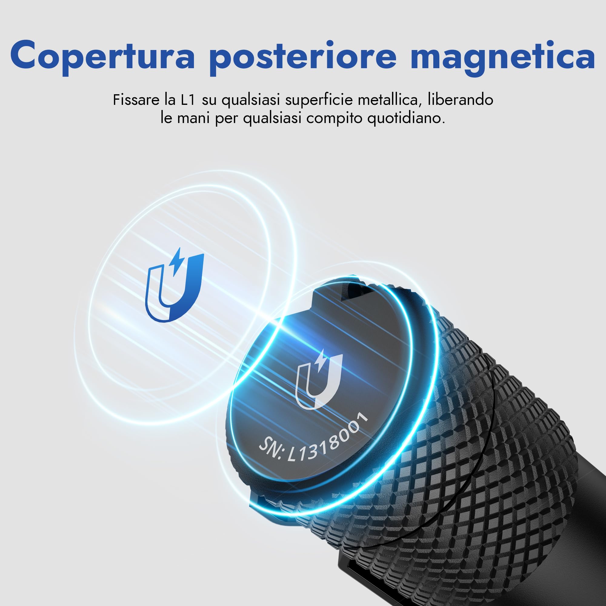 WUBEN L1 Torcia LED Ricaricabile, Torcia LED Potente Professionale 2000 Lumens Alta Potenza, Doppia Sorgente Luminosa Torcia Tattica Militare, IP68 Impermeabile Flashlight per Campeggio Trekking(P9)