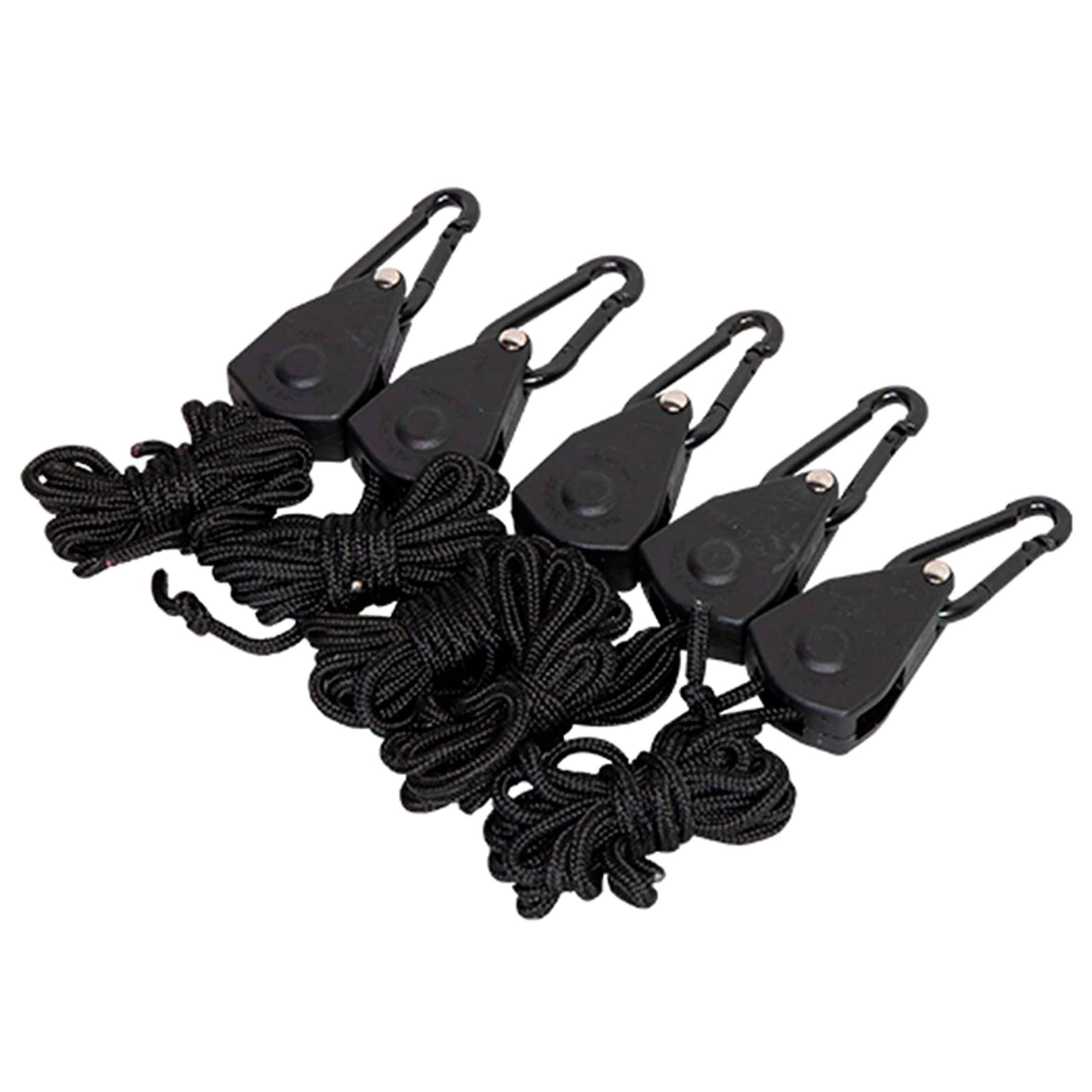 Ameristep Hunting 1/8" Premium Nylon Ratching Quick-Cinch/Release Ground Blind Tie Down Cords with Carabiners, 5-Pack