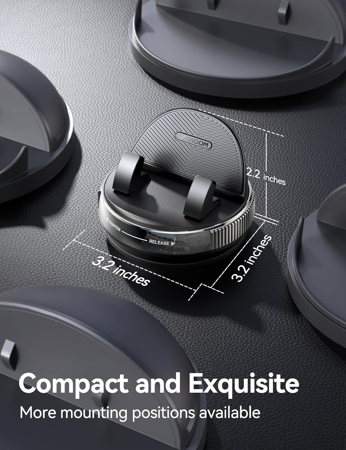 JOYROOM Car Phone Mount, [360° Rotation+Thick Case Friendly] Cell Phone Car Holder with Adjustable Spring Clip, Anti-Slip Silicone Universal Dashboard phone holder for Car for iPhone, Smartphones, GPS