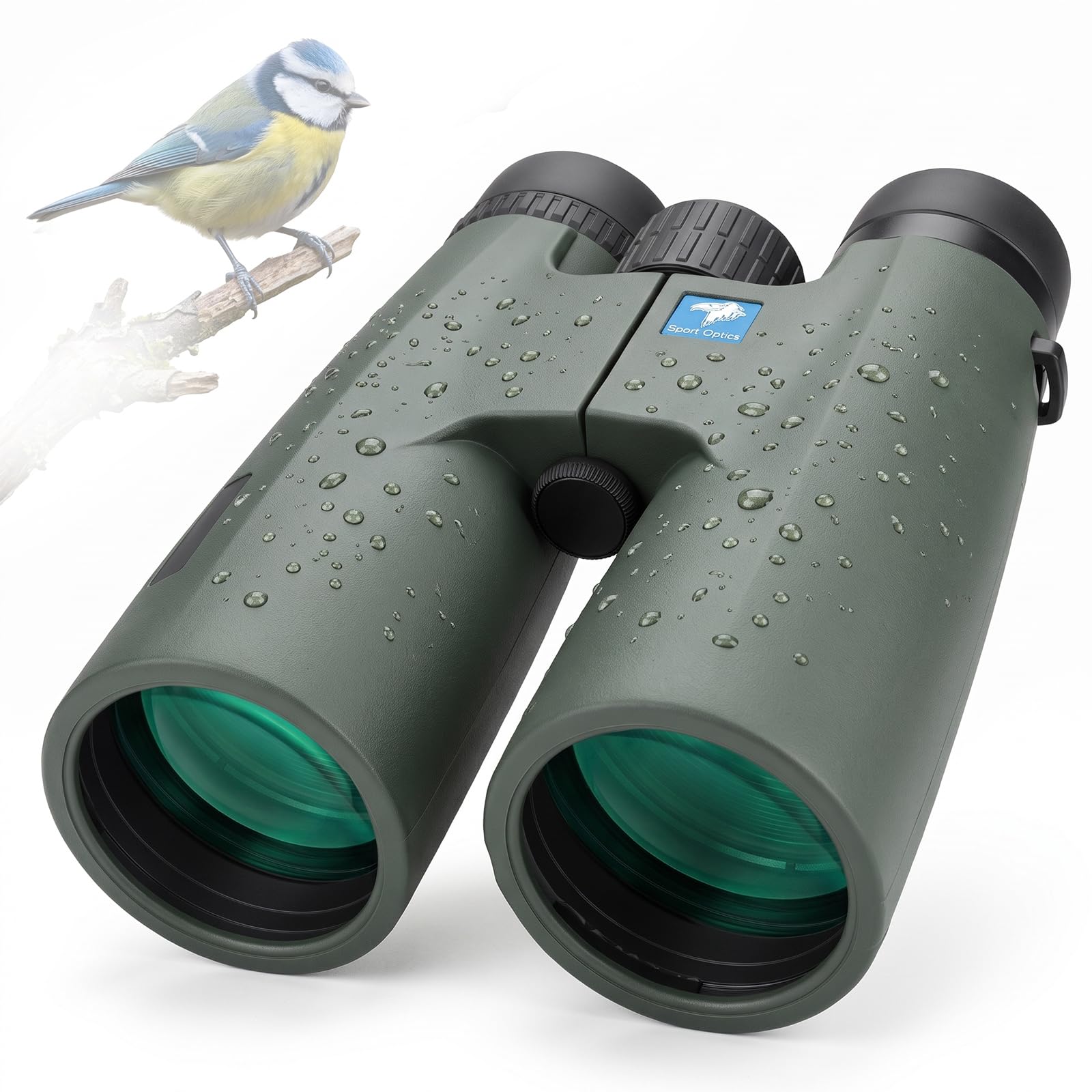 12x50 Binoculars for Adults High Powered, Compact HD Large View Binocular, Waterproof Binoculars with Low Light Vision for Bird Watching Cruise Ship Travel Hunting Football Games, Green