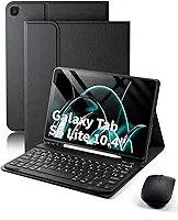 Capa com teclado para Samsung Galaxy Tab S6 Lite 10,4 polegadas,2024/2022/2020 mouse e capa fina com teclado destacável e suporte para S Pen - Preto