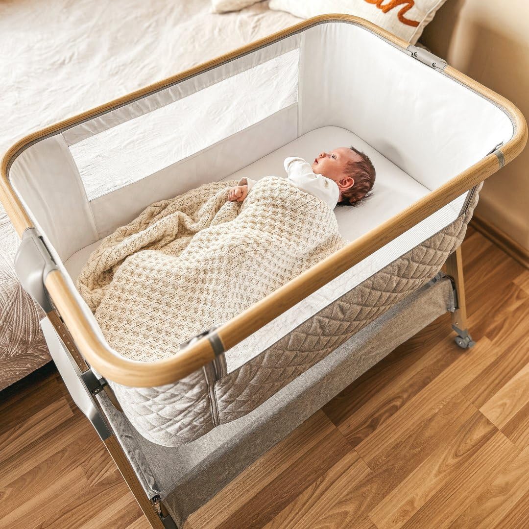 Moby-System Dreemy Lit SupéRieur 3 en 1 - Berceau Pliable avec Couffin Bebe - Hauteur 7 Niveaux, roulettes Transport, ÉTagère sous Lit - pour Enfants jusqu'à 9 kg