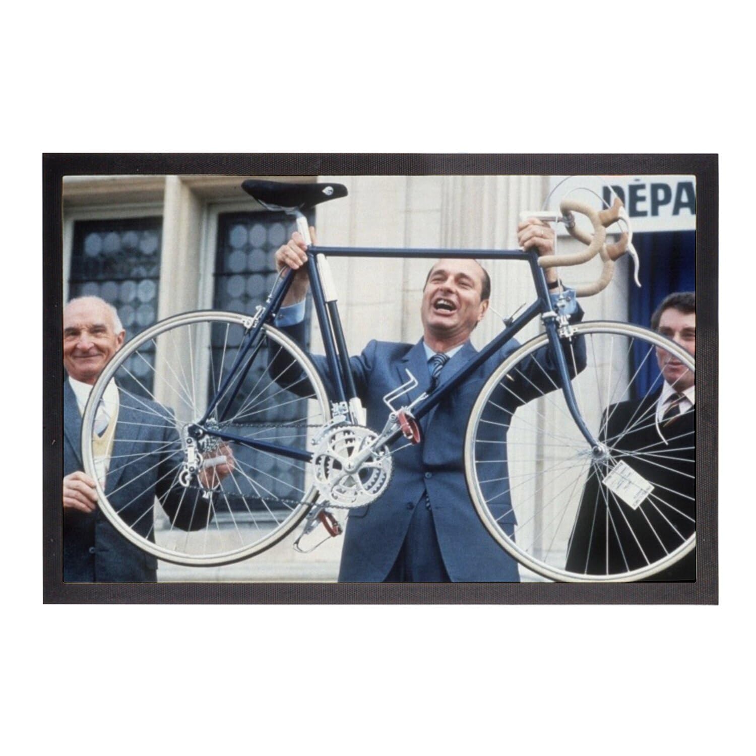 Paillasson Jacques Chirac vélo Président France : tapis entrée 60x40