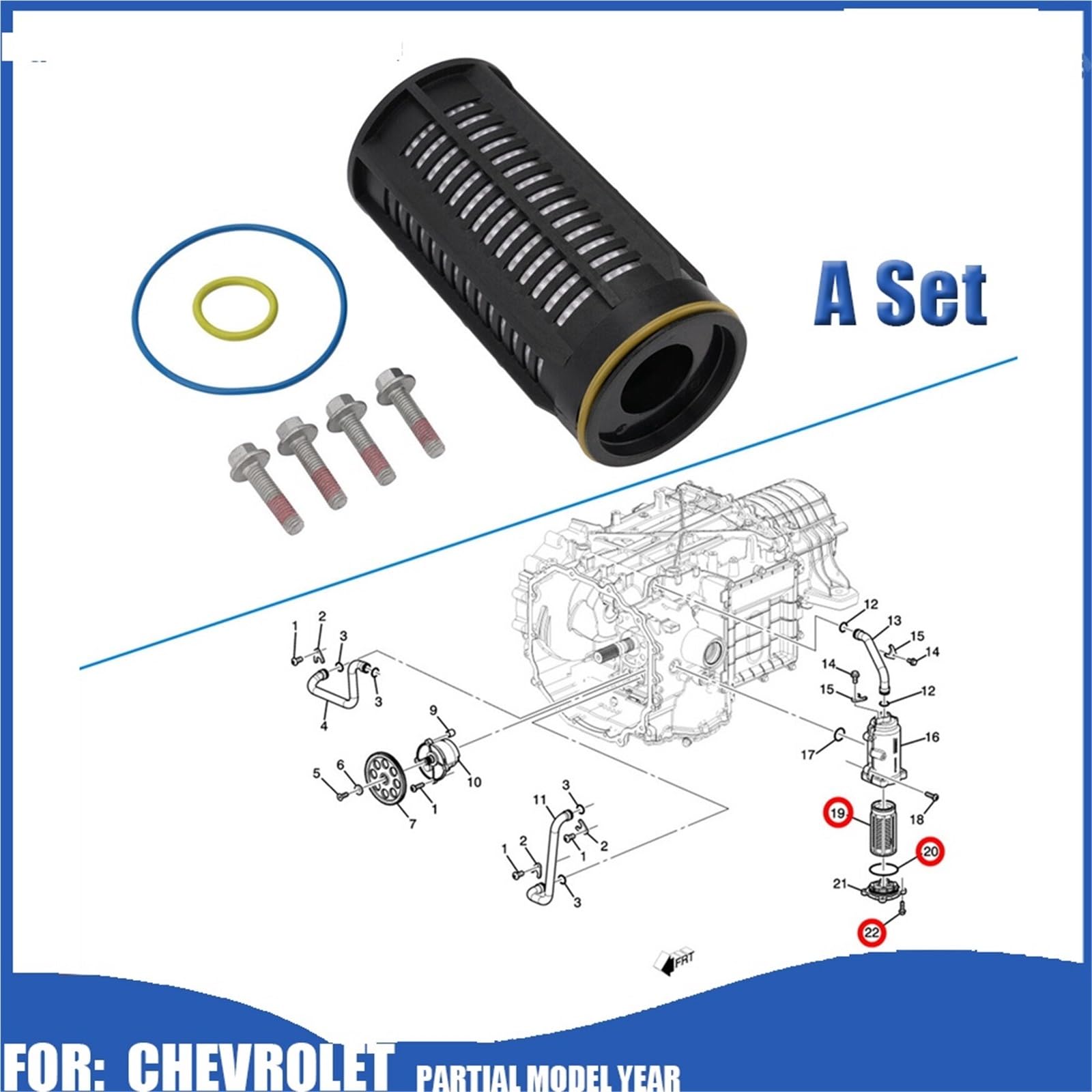 zestaw filtrów skrzyni biegów Zestaw filtrów płynu do automatycznej skrzyni biegów pasujący do Chevroleta Corvette Stingray 5.5L 6.2L V8 Benzyna 2020-2024 24045729