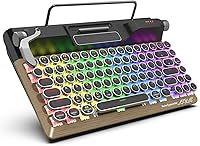 Vista 1 de Zopsc Retro Typewriter Mechanical Keyboard, 84 Keys Wireless 2.4G and Bluetooth 5.0, RGB Backlit, Blue Switches, Hot Swappable, with PU Leather