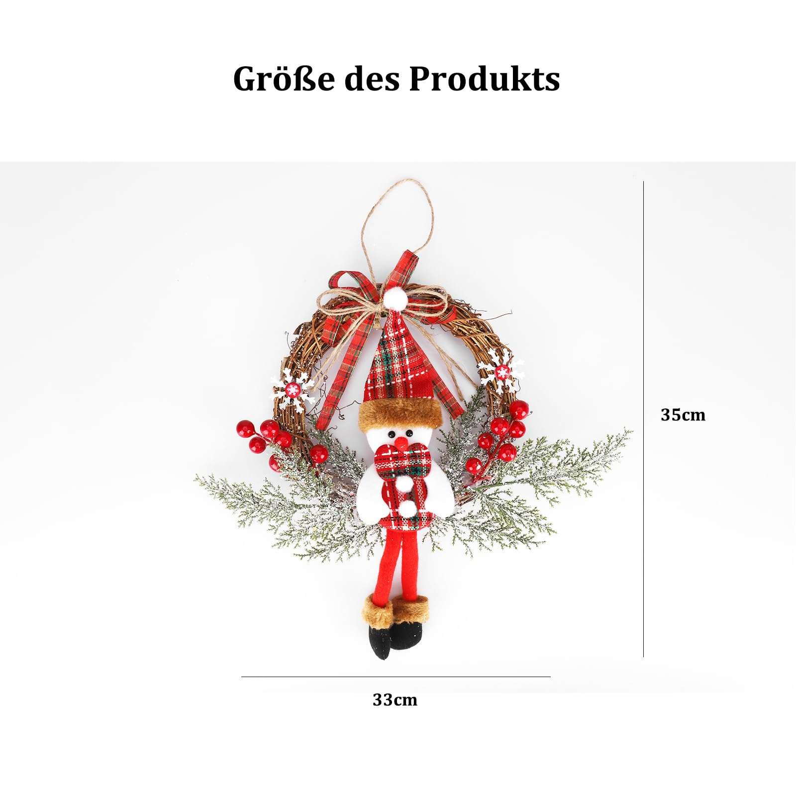 LOVICVKEM Ghirlanda Natalizia Per Porta 30cm Christmas Wreath con Campane Ghirlanda Di Natale