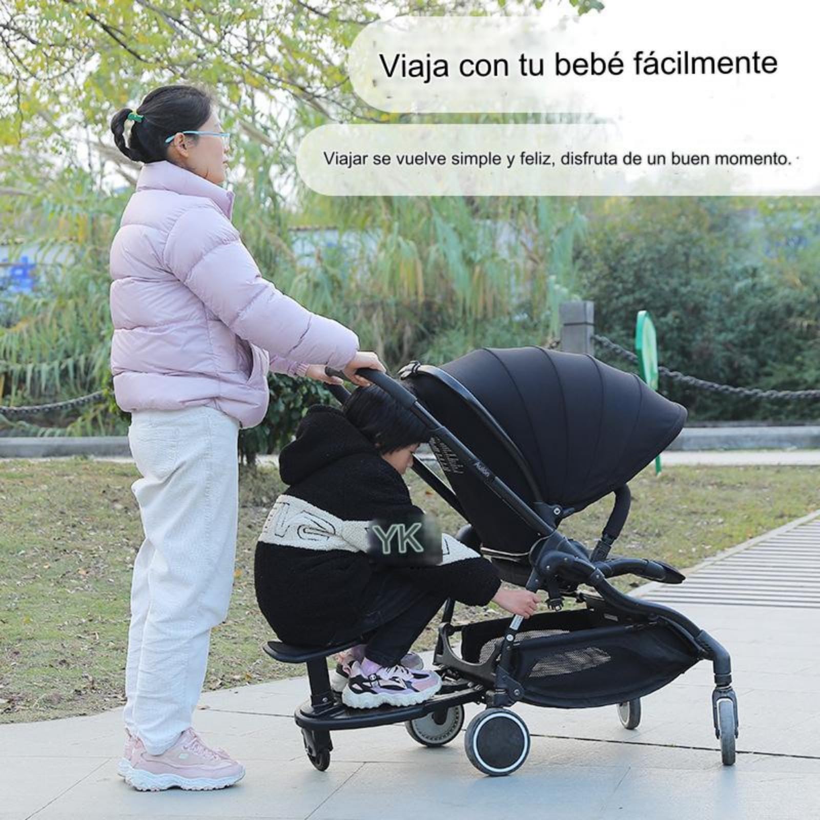 paternite Carro, Cochecito para el Segundo niño, Buggy Board con asintopaternite Carro be, Accesorios para Cochecito para los niños estanibles y Muy Adecuado para los niños de 2 a 6