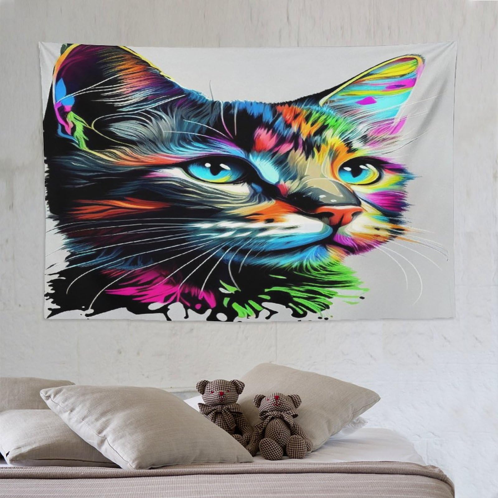 Tapis mural esthetique chat PAZZK deco murale grand format - 8