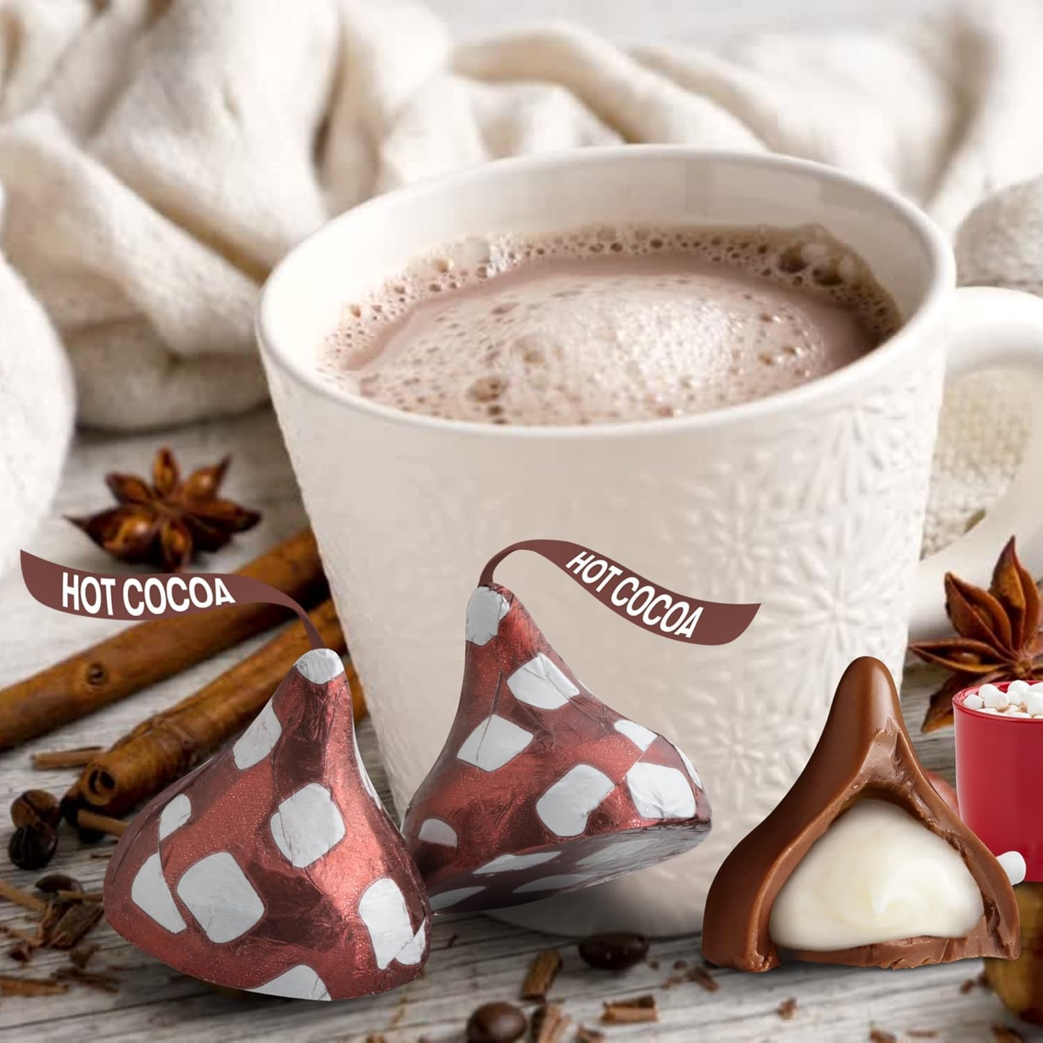 Candykrave Hershey'es Hot Cocoa Kisses Mother Days Chocolate Candy - 1lb (100 pcs) Bulk Pack of Chocolate kisses Mothers Day Candy, Bulk candies for Valentines, Easter & Thanksgiving.