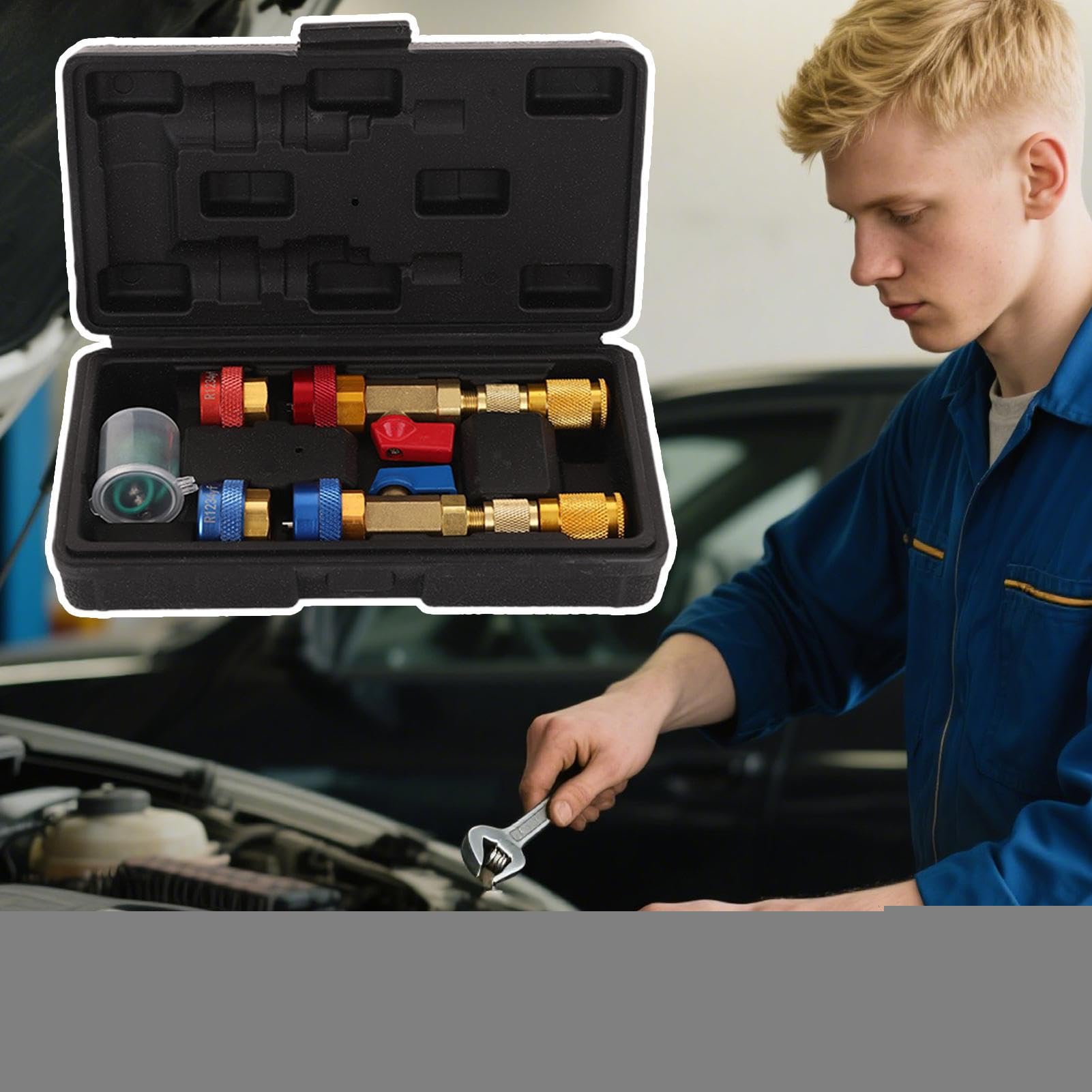 Abzieher für Ventilkappen, Demontageschlüssel für Autoventile, mit Installationsset – Reparatur-Set für Klimaanlage, Auto, LKW, Motorrad – Installationsset, kompakt und leicht