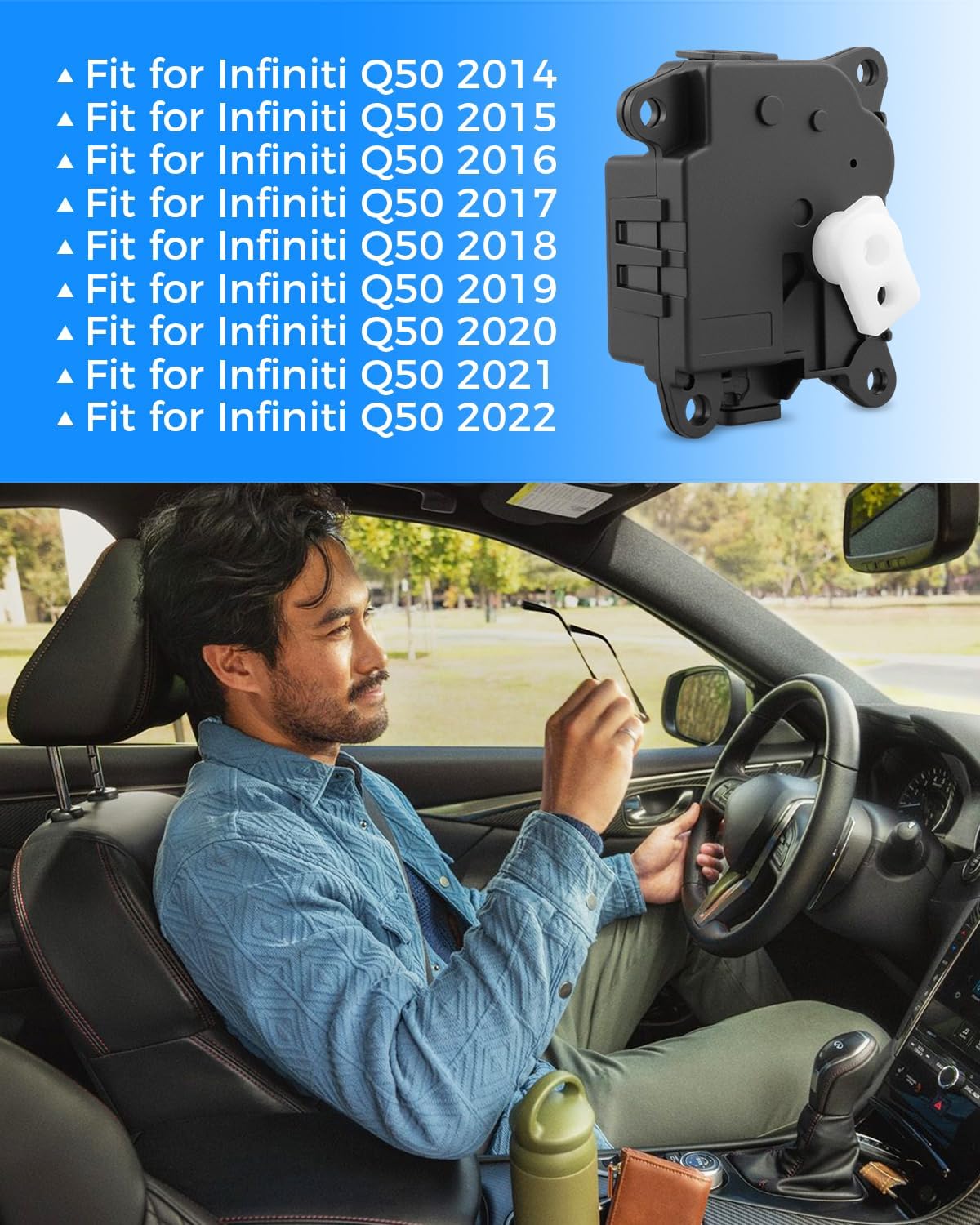 Air Mix Actuator HVAC Heater Blend Door Actuator Right Side Fit for Infiniti Q50 2014-2022 Replace 277324GA0A, 277324GA0B, 277324GA0C, 277424GF1A Passenger Side