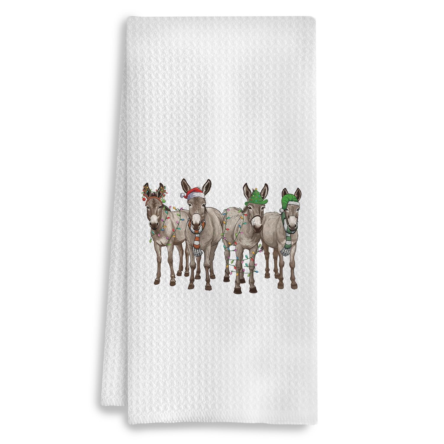 Farmhouse Christmas Dish Towels & Tea Towels for Kitchen, Donkey Decor & Gifts for Women, Bathroom Hand Towels, 16x24 Inch