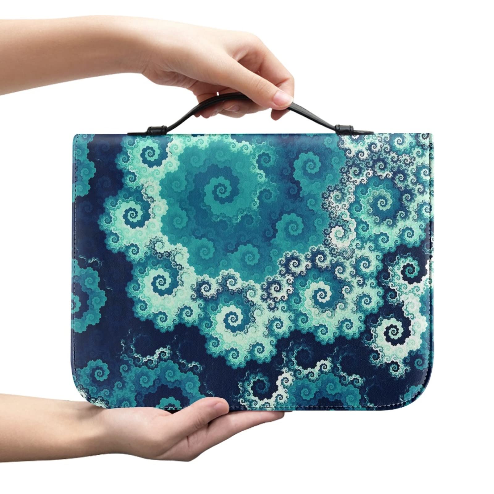 Kuiaobaty Blue PU Leather Carrying Book Case Bible Protective with Handle, Color Spiral Art Notebook Cover Zipper with Inside Pocket - Image 4
