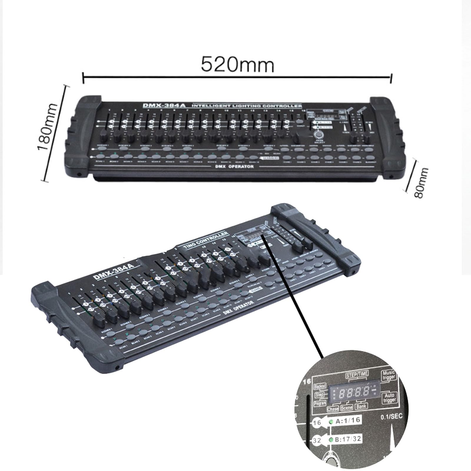 Dmx512 Bühnenlichtsteuerung, 384-kanal-minikonsole, Eingebauter Mikrofonkopf, 4-stellige Digitalanzeige, Lichtsteuerung Für Djs, Clubs, Bühnenshows, Partys