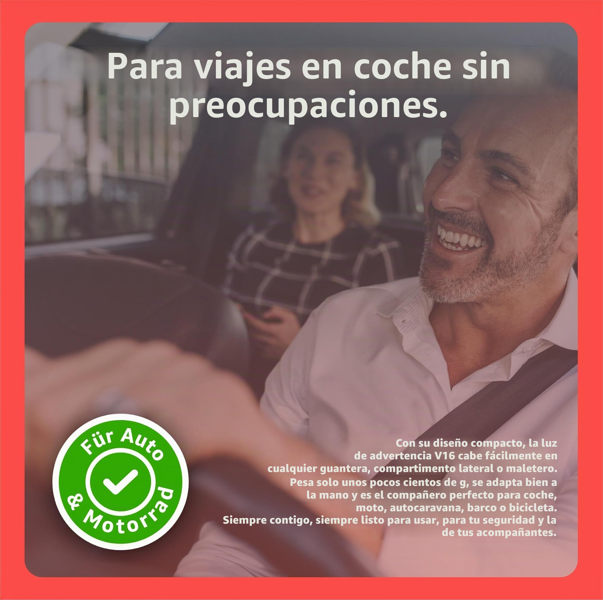 V16 Luz de advertencia - IDADA 21020060 - Triángulo de advertencia y triángulo de avería - Homologación UE 2026 - Coche y motocicleta (V16 luz de advertencia con SIM y DGT 3.0)