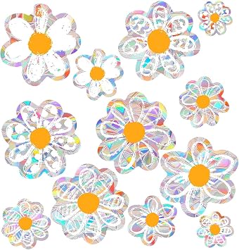12pcs Daisy Double-Side Sun Catcher Window Clings Stickers