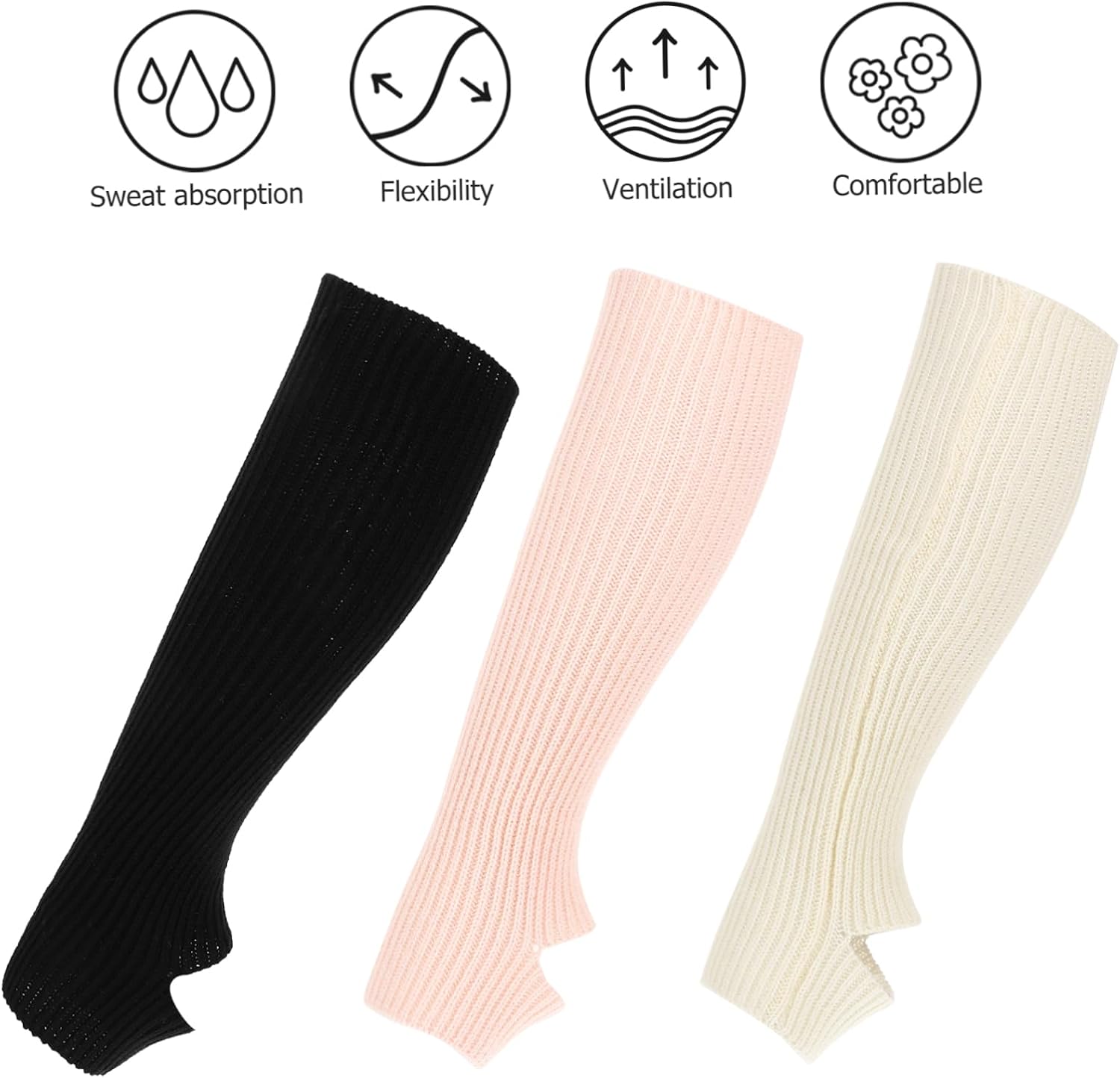 3pairs Women Ballet Dance Leg Warmers Comfortable Stylish Workout Leg Warmers for Yoga Autumn Use Nude Colors Fits