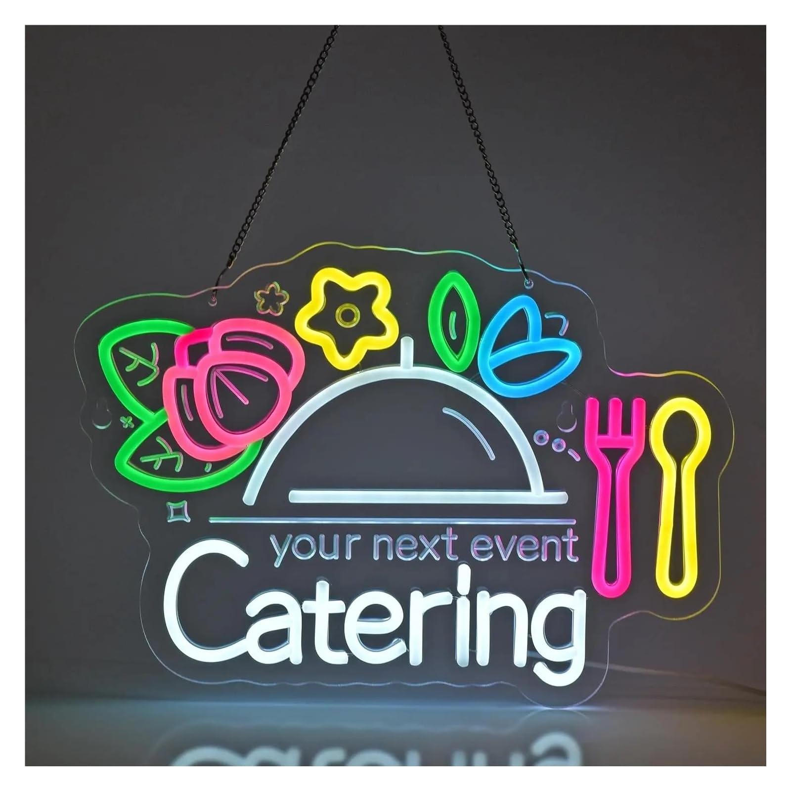 Rongch One Color Hanging Art Signs Catering Neon Sign For Business Restaurant Cofe Brunch Dining Kitchen Wall Window Art Decor Dimmable 44X32cm