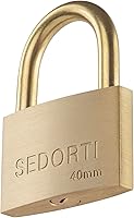 Vista 1 de Rust Proof Lock, Solid Brass Padlock with Brass Shackle, 1-1/2" Wide, Light Duty Small Marine Grade Padlock