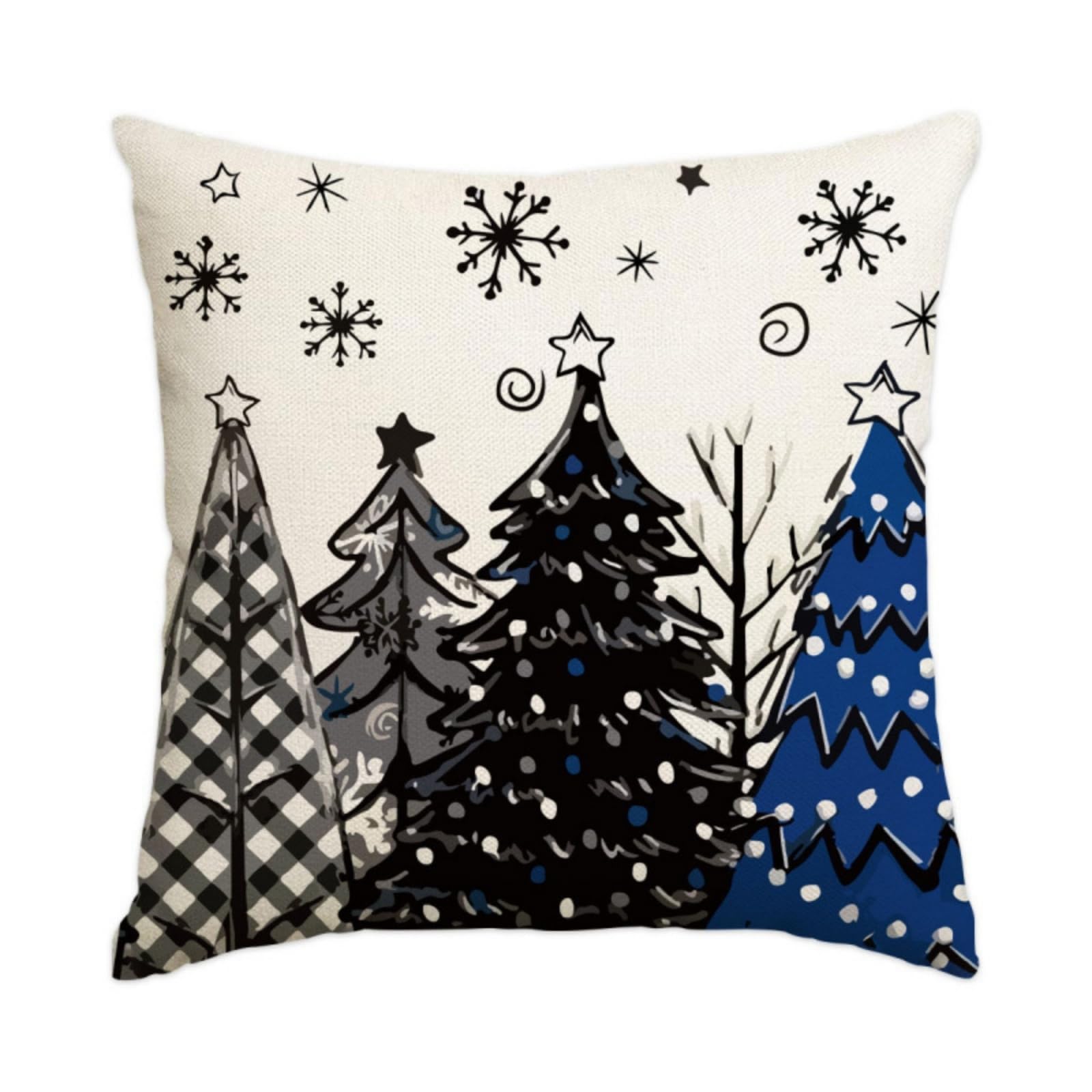 Cushion Covers 40cm x 40cm Black Tree Pillowcase with Invisible Zipper,Decorative Throw Pillows Cover Thickened linen fabric sSfa Cushions Cover,for Home Décor, Bedroom & Sofa